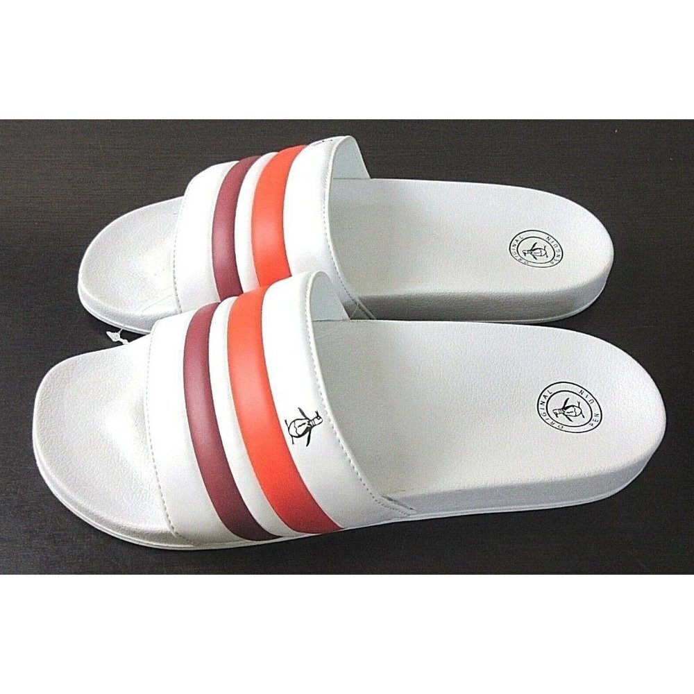 Original Penguin Men's Earle Slide Sandal White Coal Orange Red NWT Classic